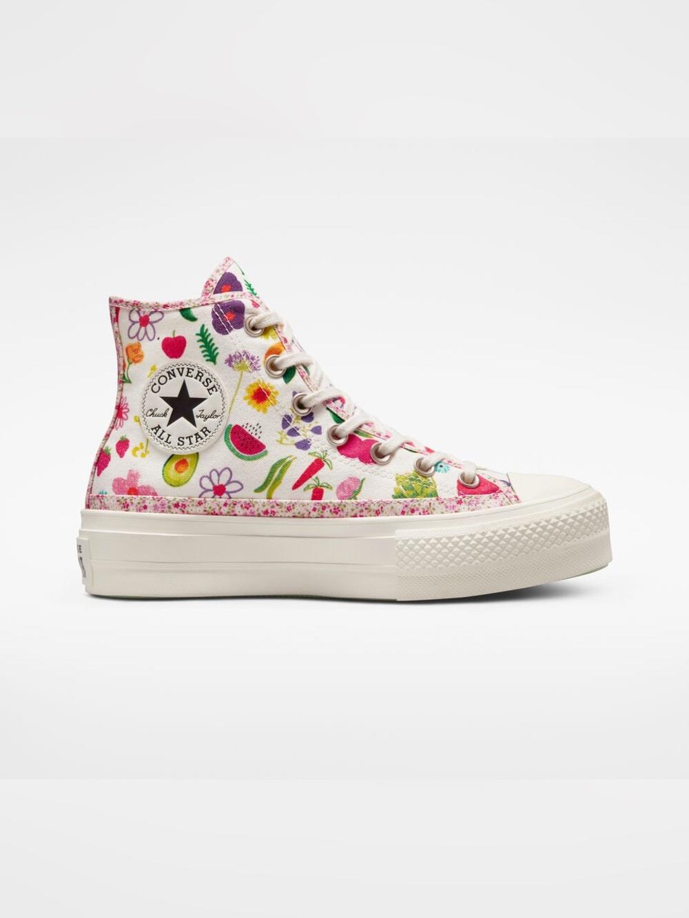 Fruit, Vegetable, and Floral Print Converse Platform Shoes